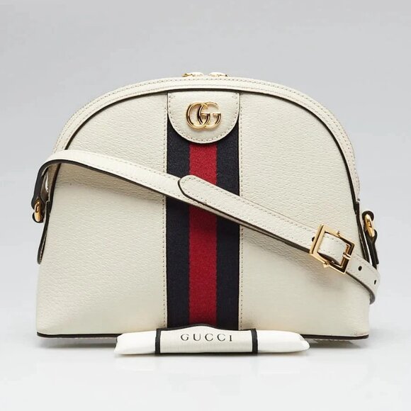 Gucci White Leather Vintage Web Small Ophidia Crossbody Bag - Picture 12 of 12